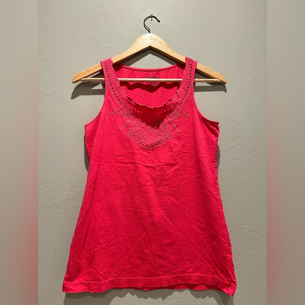 GH Bass & Co Pink Embroidered Eyelet Cotton Tank Top Size Small